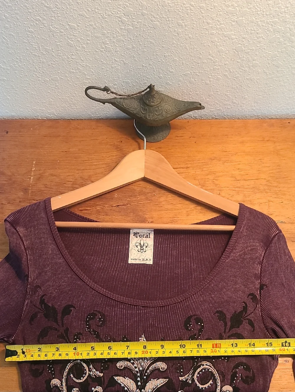 Vocal Purple Long Sleeve Embellished Tunic with Lace Hem - Picture 6 of 8